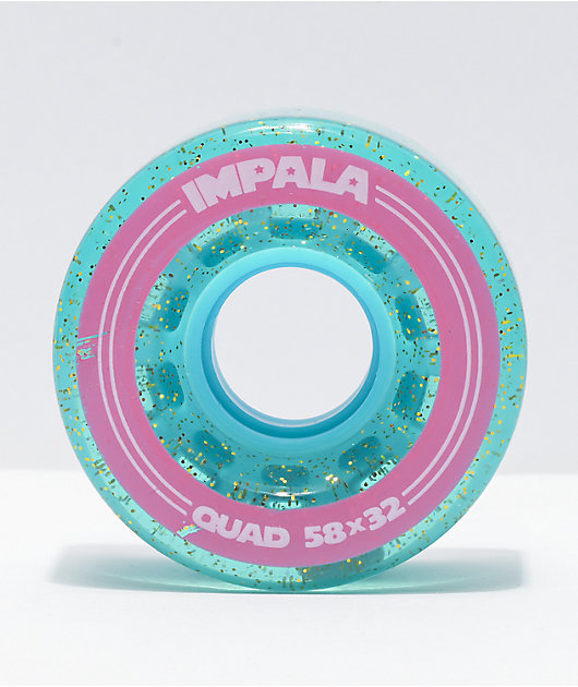 Impala Holographic Glitter 58mm 82a Aqua & Pink Roller Skate Wheels