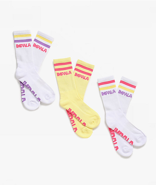 Impala Stripe 3 Pack Crew Socks