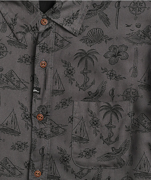 Imperial Motion Vacay Vintage Black Short Sleeve Button Up Shirt
