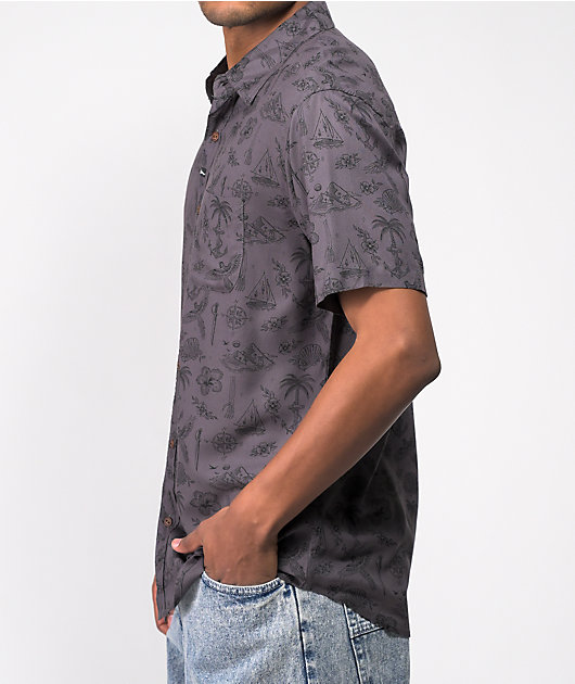 Imperial Motion Vacay Vintage Black Short Sleeve Button Up Shirt