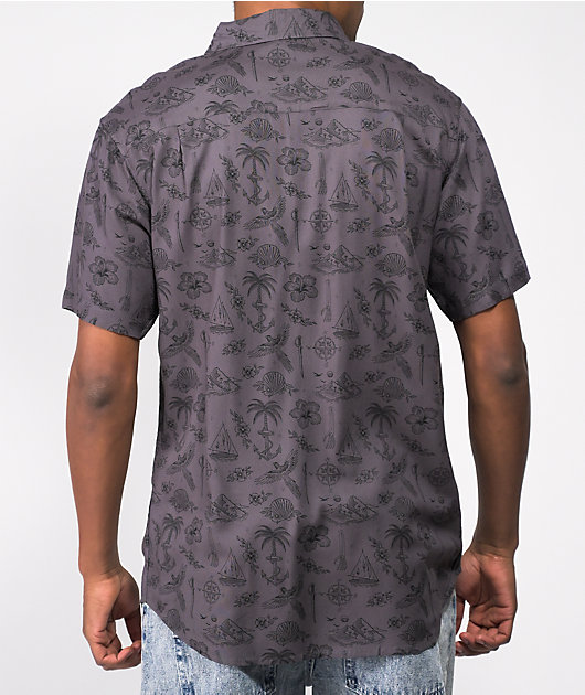 Imperial Motion Vacay Vintage Black Short Sleeve Button Up Shirt