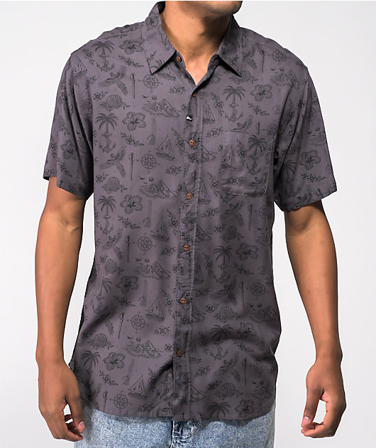 Imperial Motion Vacay Vintage Black Short Sleeve Button Up Shirt | Zumiez