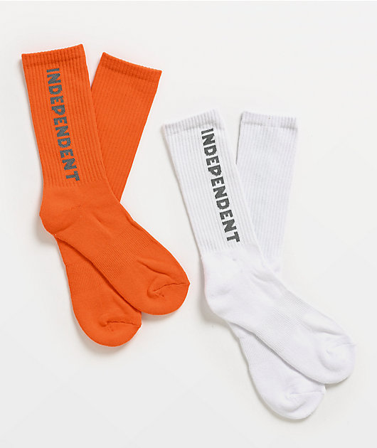 Independent Baseline Red & White 2 Pack Crew Socks