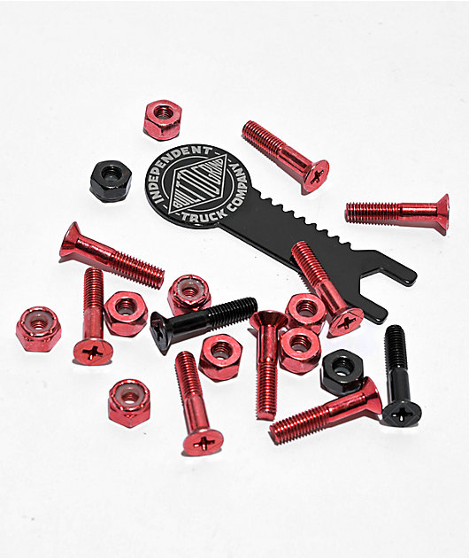 Pack of 10 with Tool Indy Skateboard Bolts Phillips Red Black 1" 