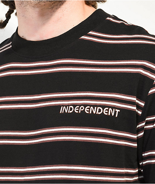 Louis Vuitton Striped Logo Appliqué T-Shirt - Brown T-Shirts