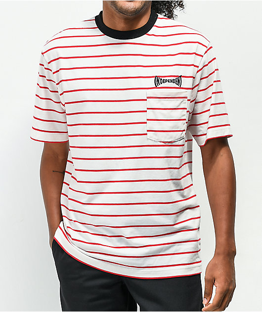 Independent Span Stripe Red & White Pocket T-Shirt