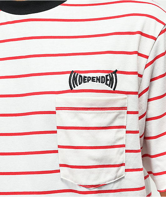 theredthread S pierce T-shirt【white】 Men's T-Shirt - Red on White - The Trippy Stix®