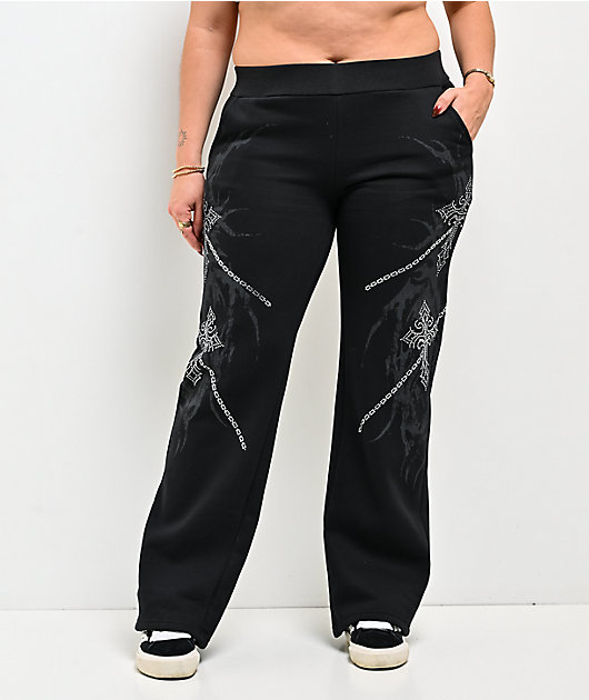 Insomnia Chains Rhinestone Black Sweatpants