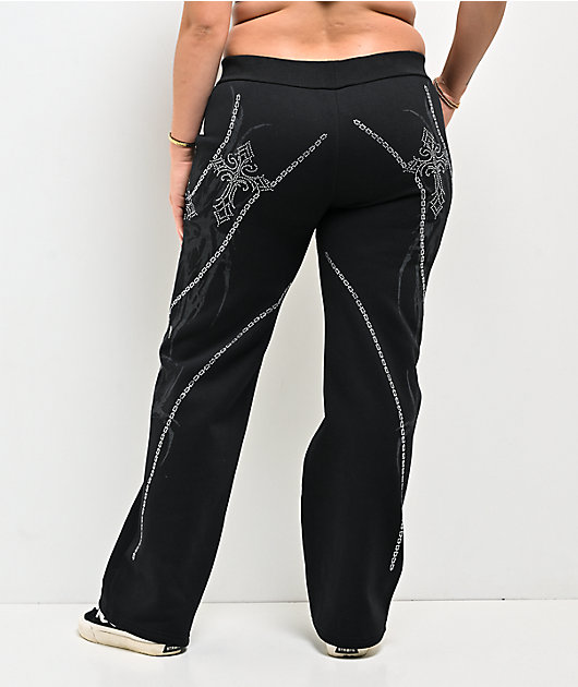 Insomnia Chains Rhinestone Black Sweatpants