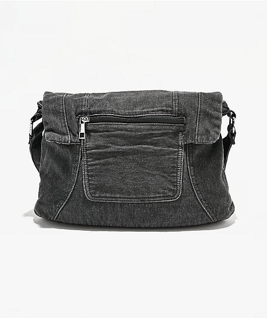 Insomnia Visuals Black Wash Denim Messenger Bag