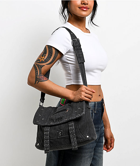 Insomnia Visuals Black Wash Denim Messenger Bag
