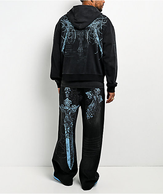 Insomnia Visuals Blade Black Wash Loose Fit Jeans