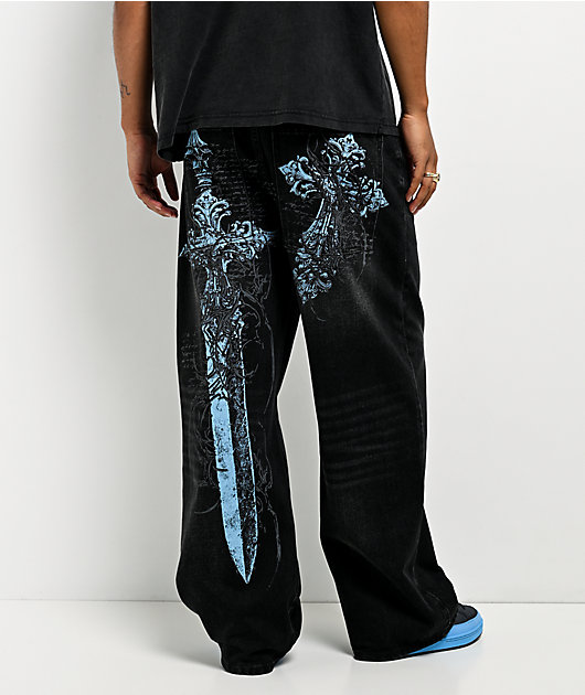 Insomnia Visuals Blade Black Wash Loose Fit Jeans