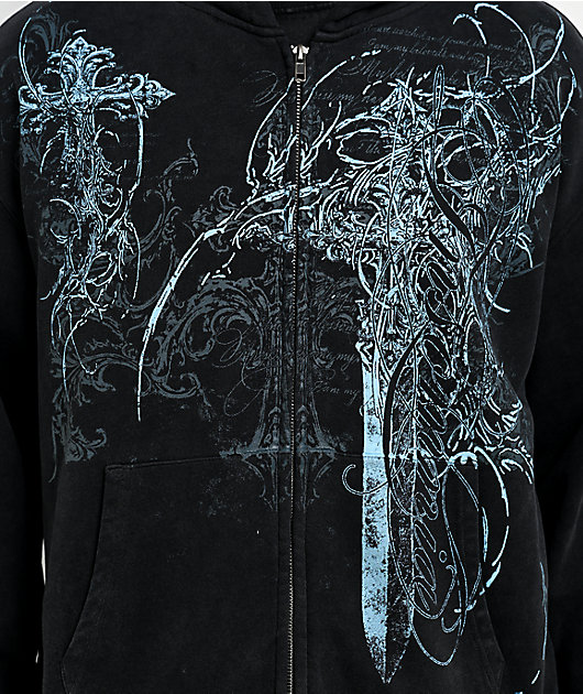 Insomnia Visuals Blade Black Wash Zip Hoodie