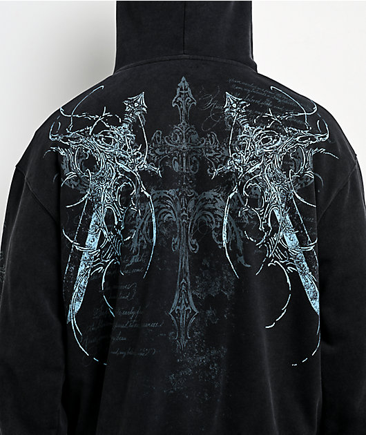 Insomnia Visuals Blade Black Wash Zip Hoodie