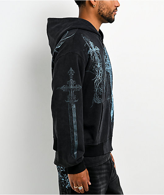 Insomnia Visuals Blade Black Wash Zip Hoodie