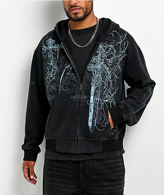 Insomnia Visuals Blade Black Wash Zip Hoodie