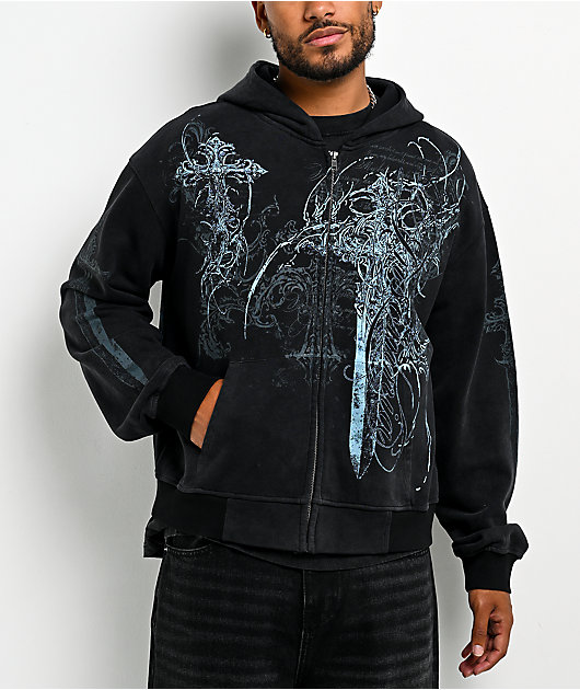 Insomnia Visuals Blade Black Wash Zip Hoodie