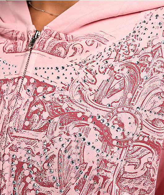 Insomnia Visuals Bonnie Rhinestone Pink Zip Hoodie
