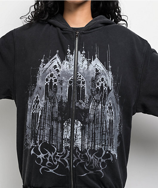 Insomnia Visuals Cathedral Black Wash Zip Hoodie