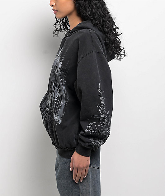 Insomnia Visuals Cathedral Black Wash Zip Hoodie
