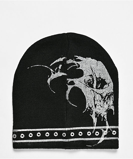 Insomnia Visuals Contrast Stitch Logo Black Skully Beanie