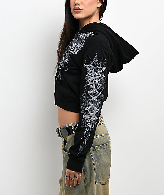 Insomnia Visuals Corset Black Crop Zip Hoodie