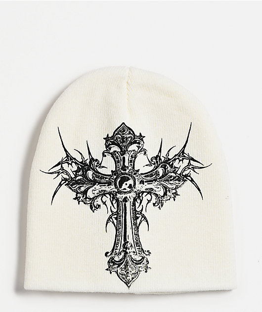 Insomnia Visuals Cross White Skully Beanie | Zumiez