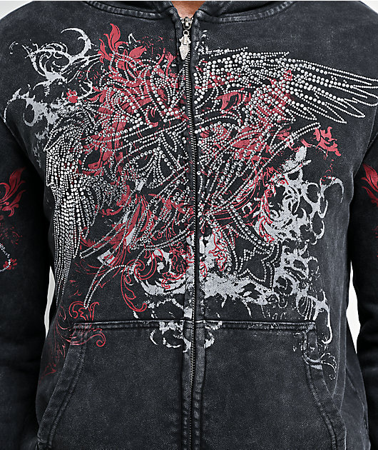 Insomnia Visuals Emblem Black Wash Zip Hoodie