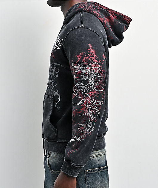 Insomnia Visuals Emblem Black Wash Zip Hoodie