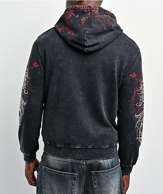 Insomnia Visuals Emblem Black Wash Zip Hoodie