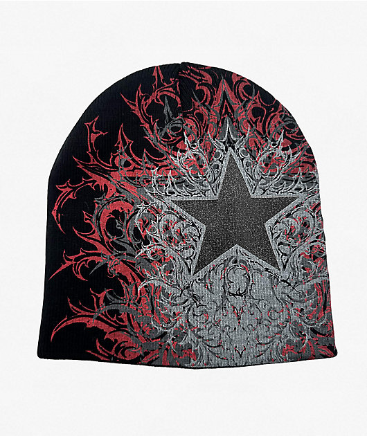 Insomnia Visuals Glitter Star Black Skully Beanie