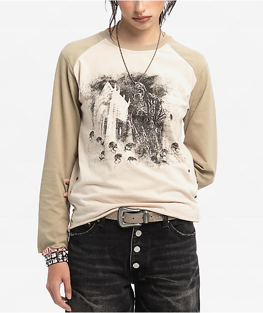 Insomnia Visuals Reaper Beige Raglan Long Sleeve T-Shirt
