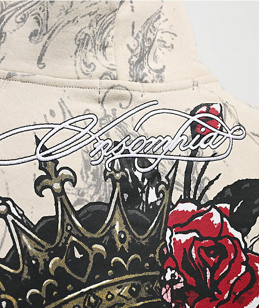 Insomnia Visuals Royal Heart Faux Fur Cream Zip Hoodie