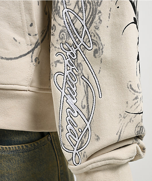 Insomnia Visuals Royal Heart Faux Fur Cream Zip Hoodie