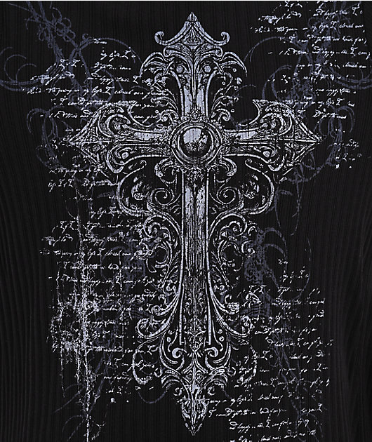 Insomnia Visuals Scripture Ribbed Black Long Sleeve Oversized T-Shirt