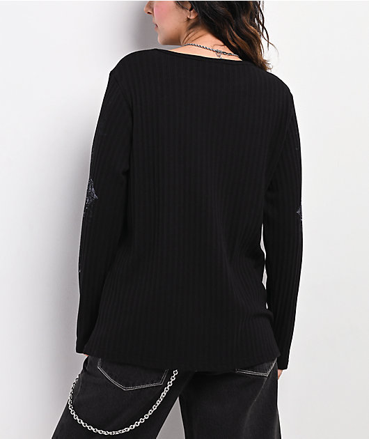 Insomnia Visuals Scripture Ribbed Black Long Sleeve Oversized T-Shirt