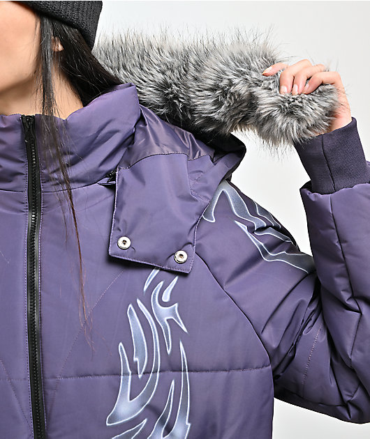 Insomnia Visuals Sigil Faux Fur Purple Snowboard Jacket