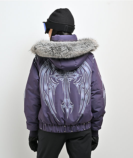 Insomnia Visuals Sigil Faux Fur Purple Snowboard Jacket