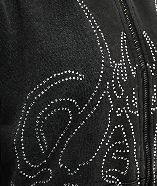 Insomnia Visuals Sigil Rhinestone Black Zip Hoodie