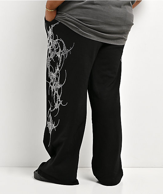 Insomnia Visuals Thorns Rhinestone Black Sweatpants