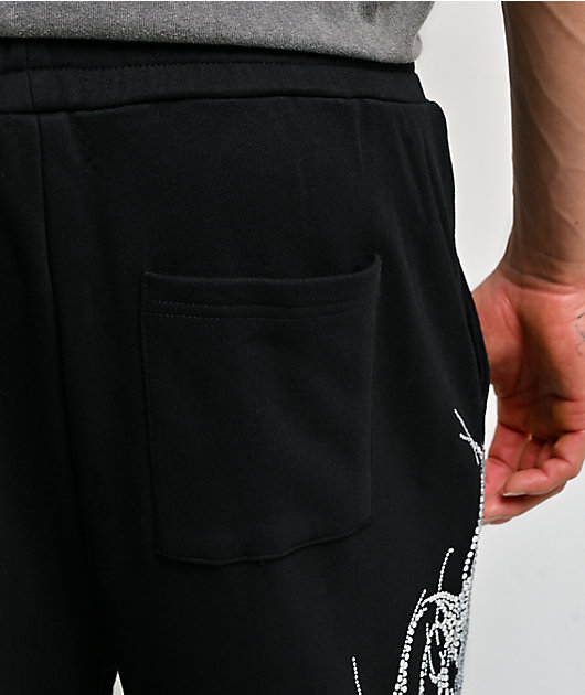 Insomnia Visuals Thorns Rhinestone Black Sweatpants