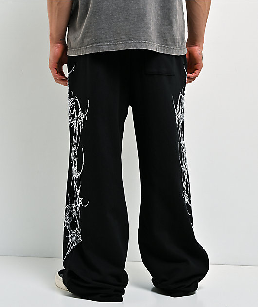 Insomnia Visuals Thorns Rhinestone Black Sweatpants
