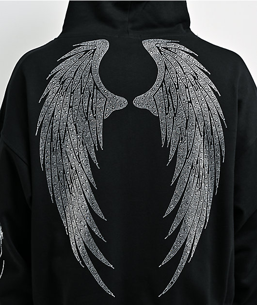 Insomnia Visuals Thorns Rhinestone Black Zip Hoodie