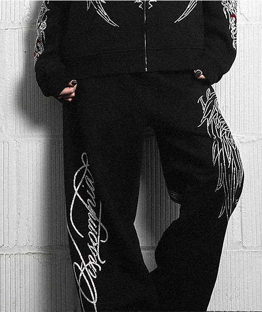 Insomnia Visuals Winged Cross Black Sweatpants