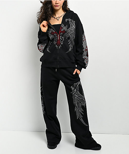 Insomnia Visuals Winged Cross Black Sweatpants