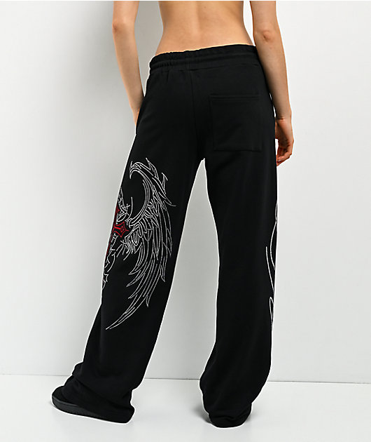 Insomnia Visuals Winged Cross Black Sweatpants