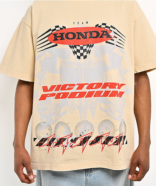 JT Racing x Honda Double Skull Natural T-Shirt