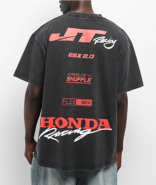 JT Racing x Honda Gamble Washed Black T-Shirt | Zumiez