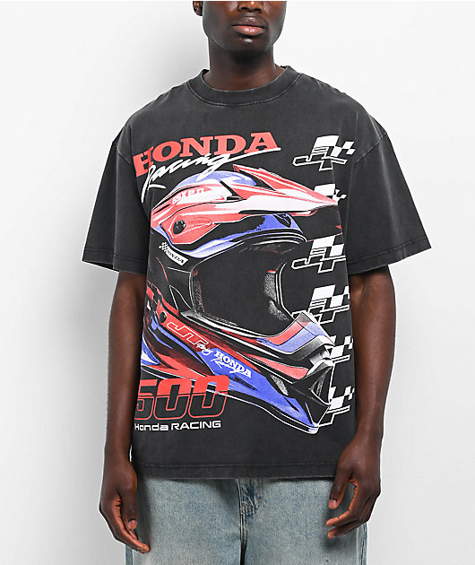 jt Racing×HONDA JT Racing x Honda Gamble Black Washed T-Shirt | Zumiez